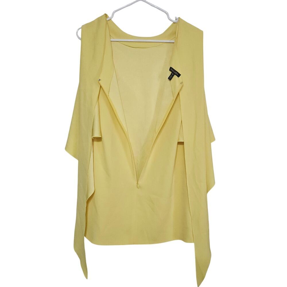 Escada Yellow Drape Front Layered Sleeveless Top Size 32 XS Womens Elegant - Picture 3 of 7